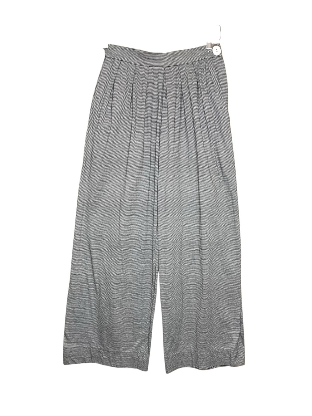 Jaeger Wide-Leg Striped Pleated Pants High Rise Cotton Jersey Sz 26 Black White